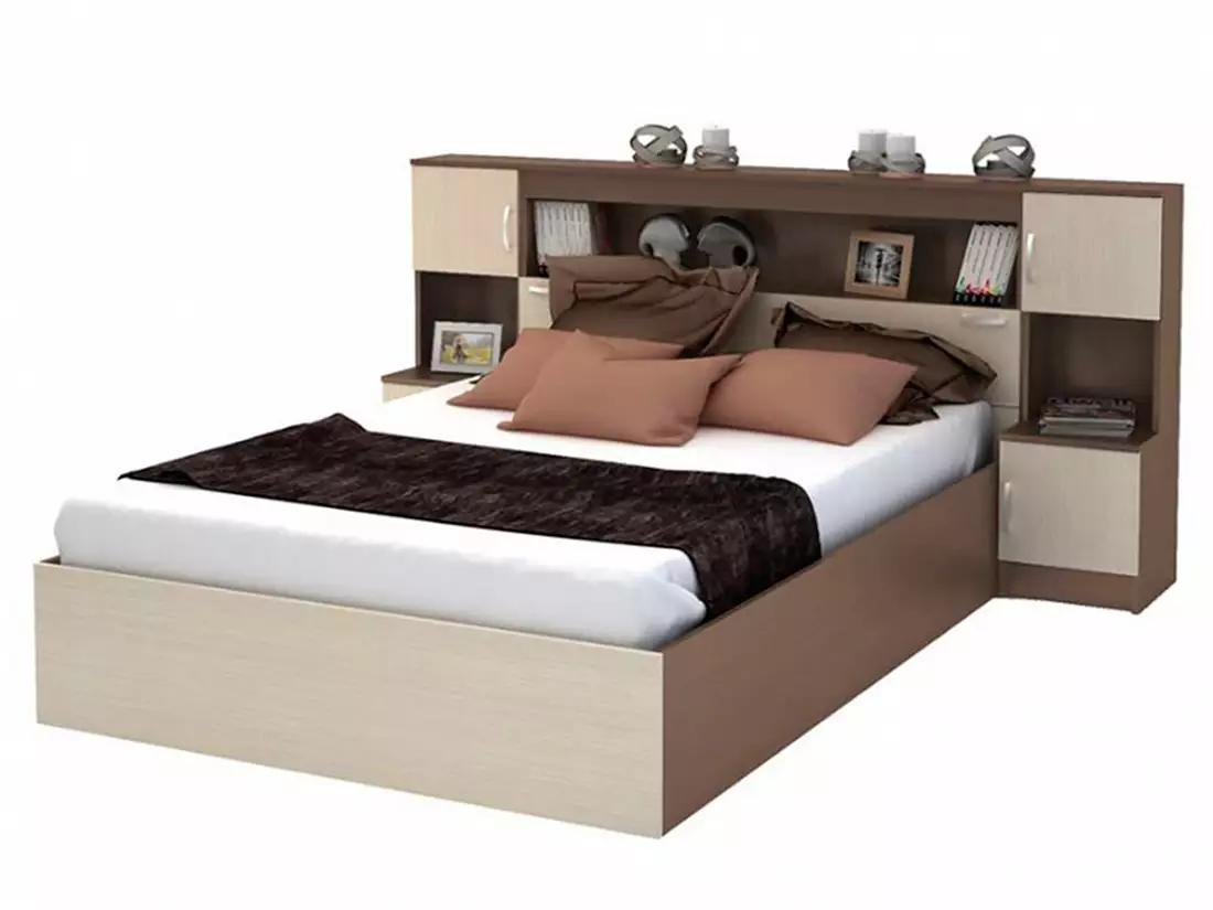 Двуспальная кровать с прикроватными блоками КР-552 Бася