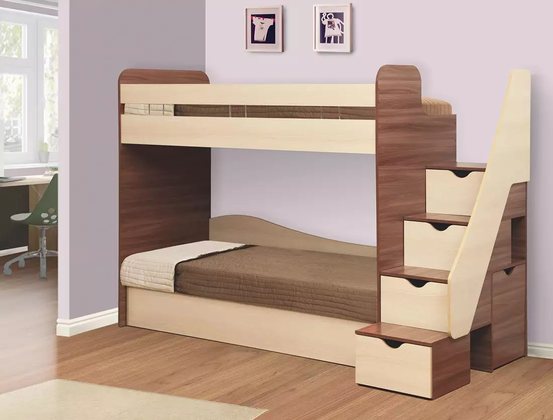 Детская двухъярусная кровать с ящиками