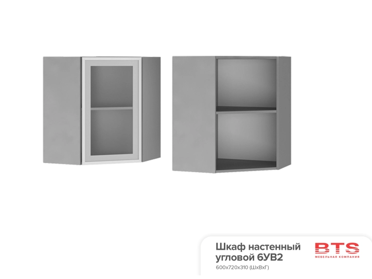 6УВ2 Шкаф настенный угловой со стеклом Титан - фото №1
