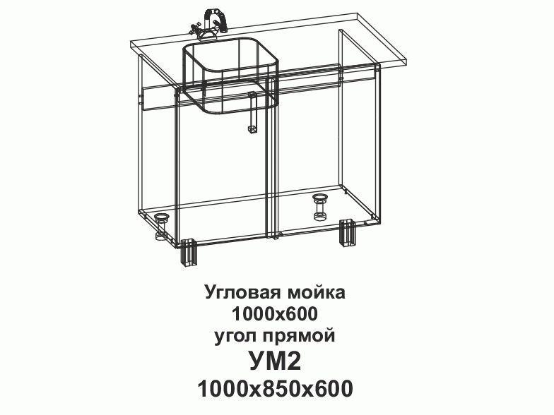 УМ2 Угловая мойка 1000*600 угол прямой Танго - фото №1