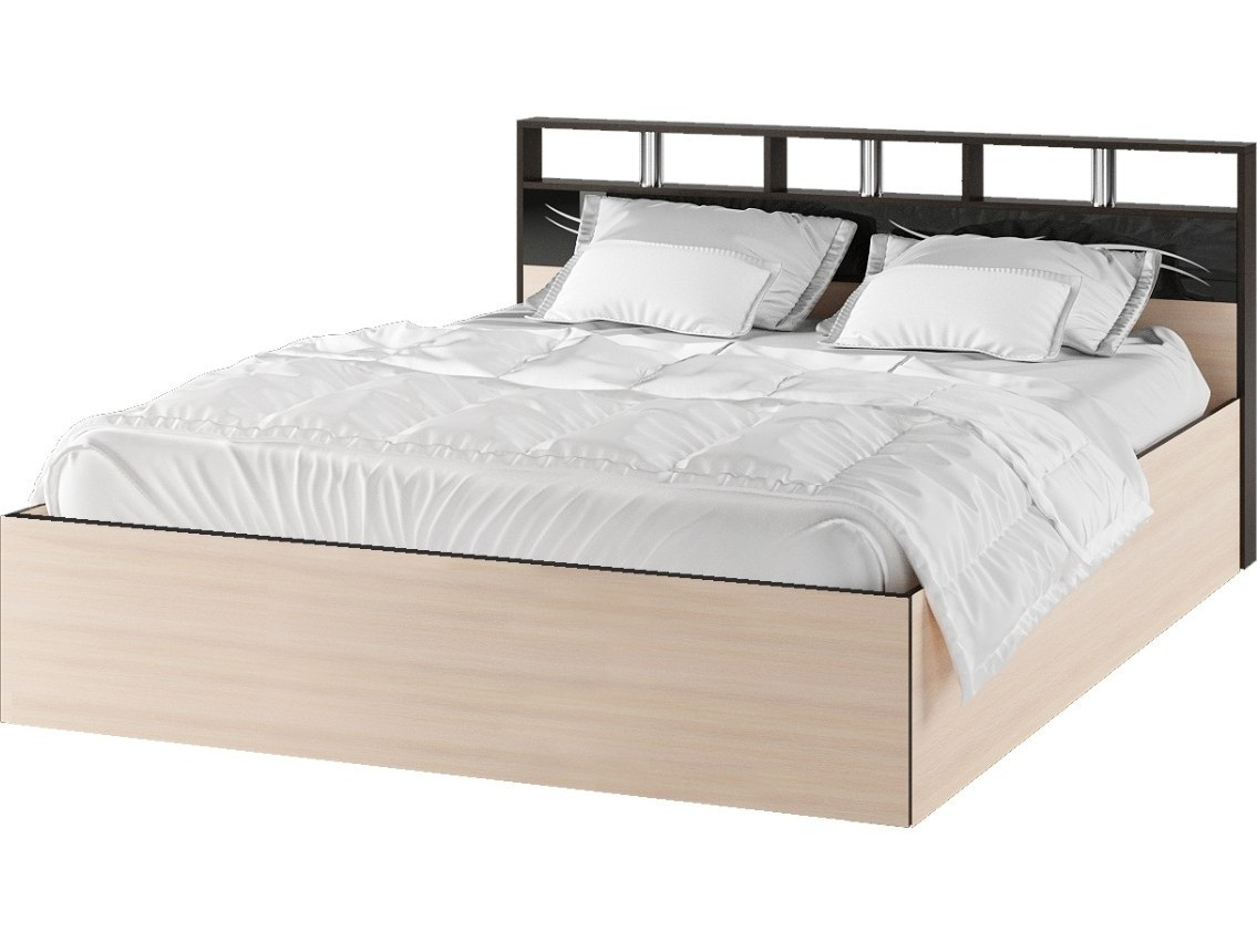 Эрика Кровать 160+настил ДСП, венге/дуб молочный - фото №1, mdmtx-18277-63051