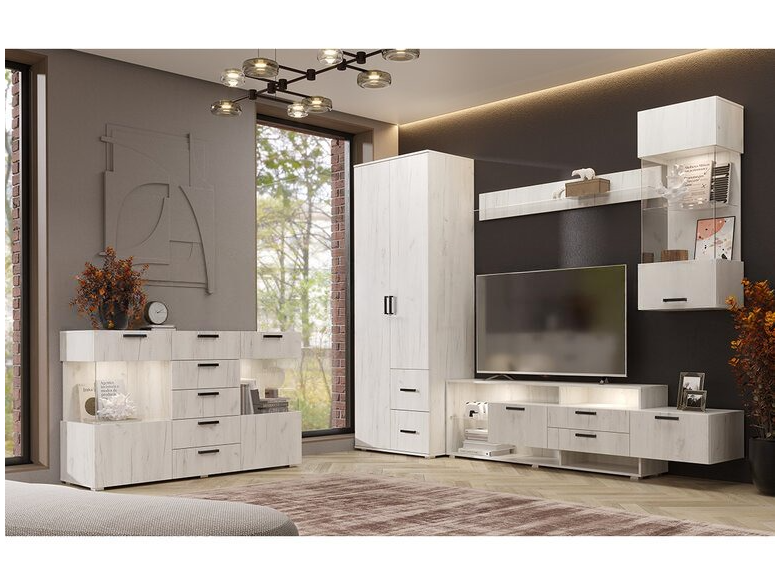 Гостиная Алтея, композиция 2, дуб крафт белый - фото №1, mdmBS-MF-G3