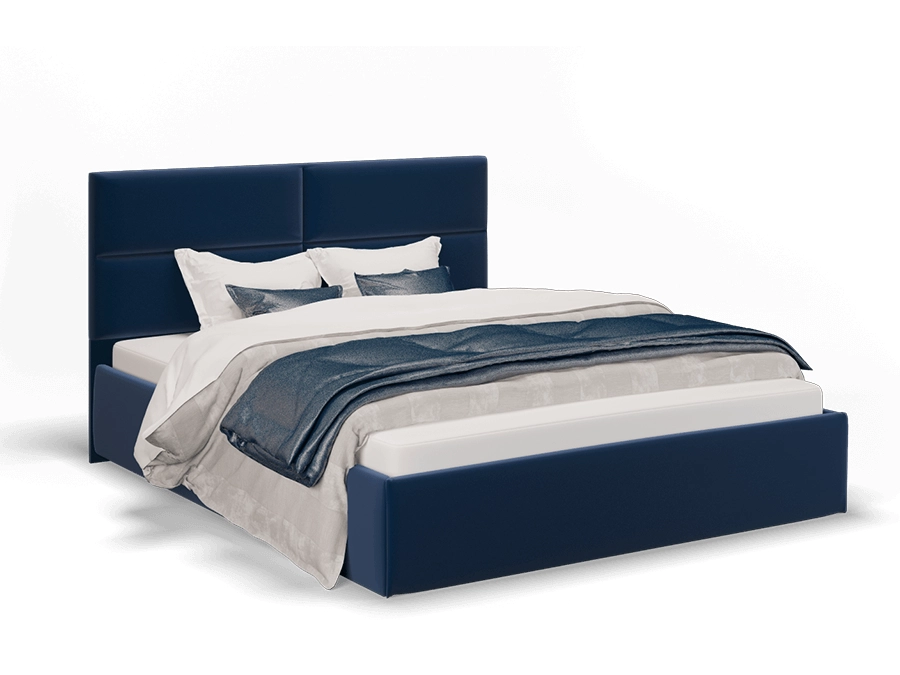 Кровать с ортопедическим основанием Сити 160х200, синий - фото №1