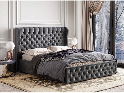 Кровать с подъемным механизмом Франческа 160х200, серый - фото №1
