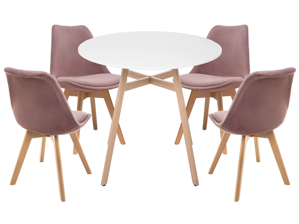 Арги 90 light purple / white / wood Обеденная группа - фото №1