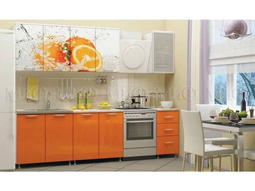 Кухня МДФ 2000 с фотопечатью Апельсин - фото №1