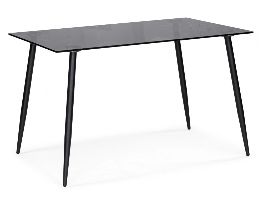 Smoke 120х80х75 clear gray / black Стол стеклянный - фото №1