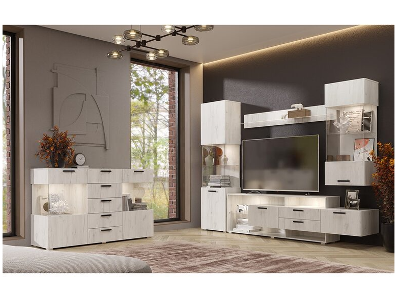 Гостиная Алтея, композиция 1, дуб крафт белый - фото №1, mdmBS-MF-G4