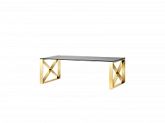 Журнальный стол Stool Group КРОСС 120х60 Стекло smoke/Сталь золото  - фото №1