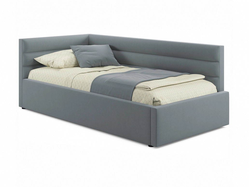 Мягкая кровать Aura 900 серая с подъемным механизмом - фото №1
