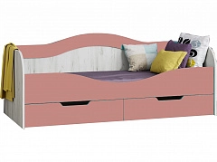 Юниор-15 МДФ Кровать №1 80х180 (Крафт белый, Розовый металлик) - фото №1