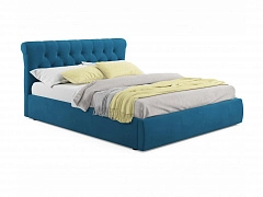Мягкая кровать Ameli 1400 синяя с подъемным механизмом с матрасом АСТРА - фото №1