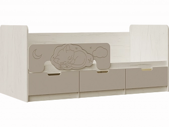 Юниор-4 Кровать 80х160 (Крафт белый, Шарли мокко) - фото №1