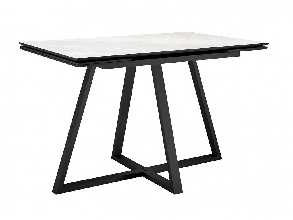 Стол DikLine SKF120 Керамика Cristal Onyx Bianco Polished/подстолье черное/опоры черные - фото №1