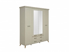 Шкаф для одежды Белла 61.10 (4х дверный с зеркалом) белый/небула - фото №1, 52250