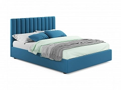 Мягкая кровать Olivia 1800 синяя с подъемным механизмом - фото №1