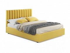 Мягкая кровать Olivia 1400 желтая с подъемным механизмом - фото №1