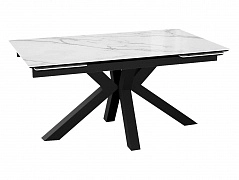 Стол DikLine SFE140 Керамика Tianshan White (белый полуглянец)/подстолье черное/опоры черные (2 уп.) - фото №1