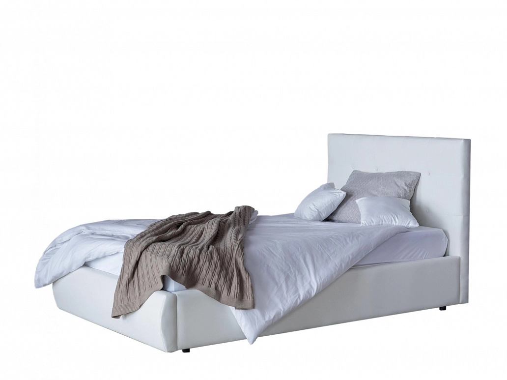 Мягкая кровать Селеста 1200 белая с подъем.механизмом с матрасом АСТРА - фото №1