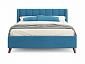 Мягкая кровать Betsi 1600 синяя с подъемным механизмом и матрасом ГОСТ - фото №5