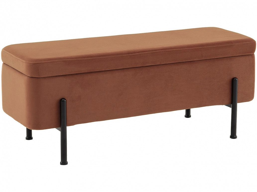 Банкетка STOOL GROUP Болейн с ящиком Велюр терракотовый, черные ножки - фото №1