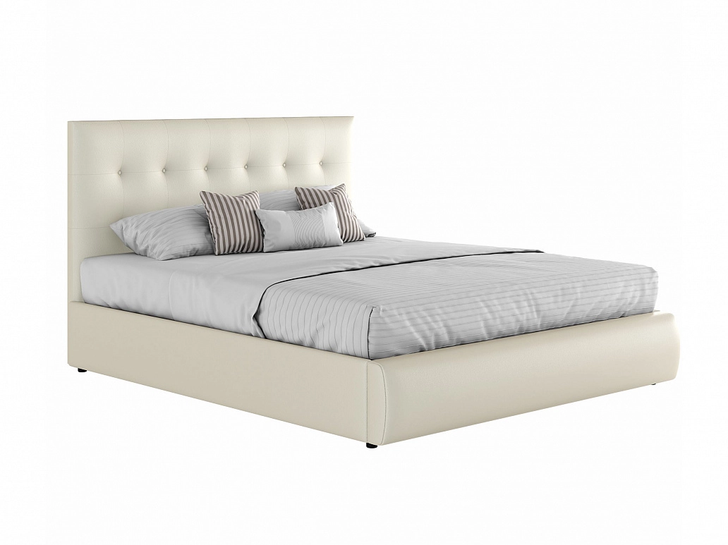 Мягкая кровать "Селеста" 1800 белая с подъемным механизмом с матрасом PROMO B COCOS - фото №1