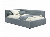 Мягкая кровать-тахта Bonna 1200 серая c подъемным механизмом - фото №1
