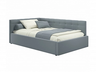 Мягкая кровать-тахта Bonna 1200 серая c подъемным механизмом - фото №1