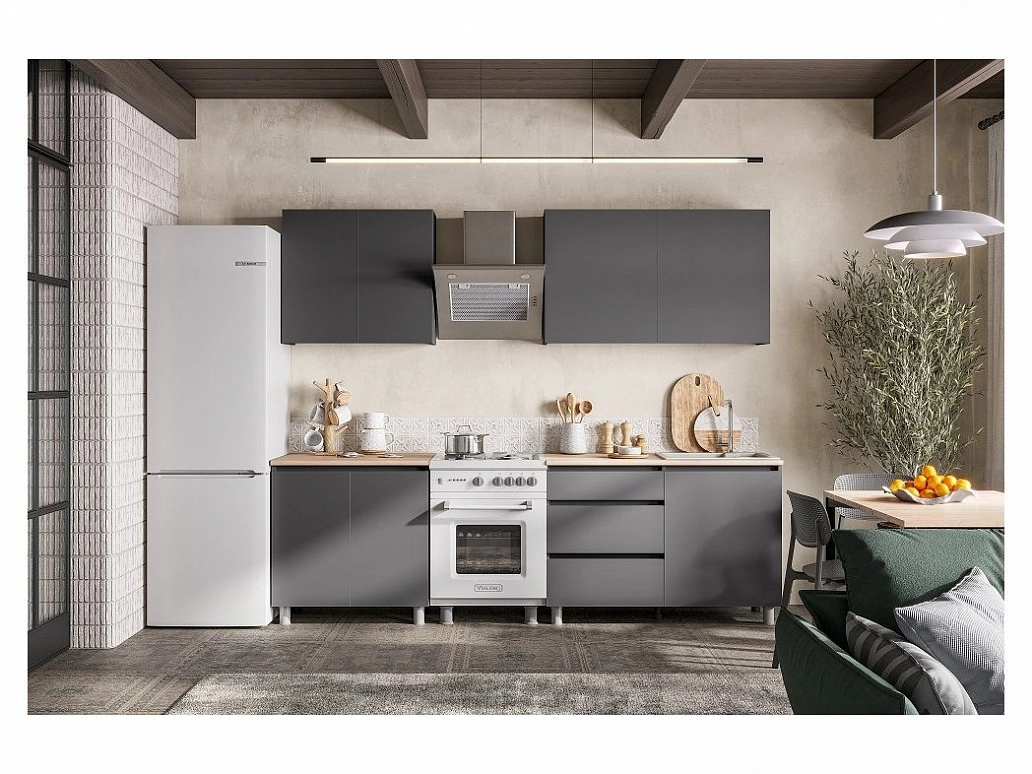 Готовая кухня Денвер 2 м, графит серый/сонома - фото №1