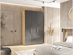 Ирис Шкаф 3-х ств. 1350 браш графит/дуб крафт - фото №1, mdmBS-MF-000114550