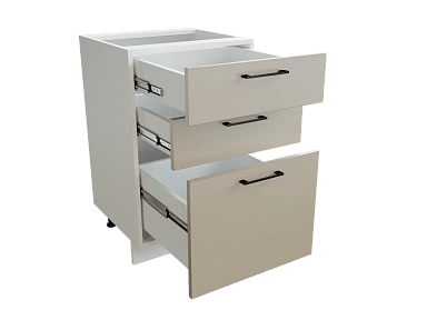 Шкаф Н503 с 3-мя ящиками Сиэль Инь БЕЛ/АТЛ/СЕР Ф33 - фото №1, 888_ММК-00015491