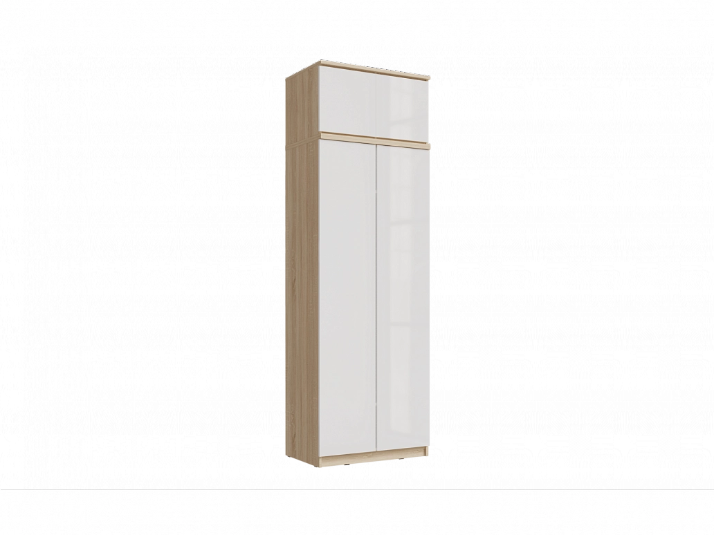 Челси Шкаф 2-х створчатый платяной + антресоль к шкафу 800 (Белый глянец, Дуб Сонома) - фото №1