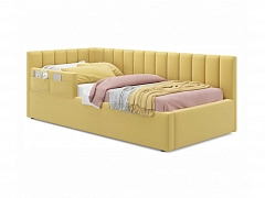 Мягкая кровать Milena с бортиком 900 желтая с подъемным механизмом - фото №1