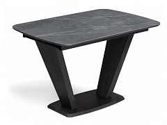 Петир 120(160)х80х75 larka grey / черный Керамический стол - фото №1