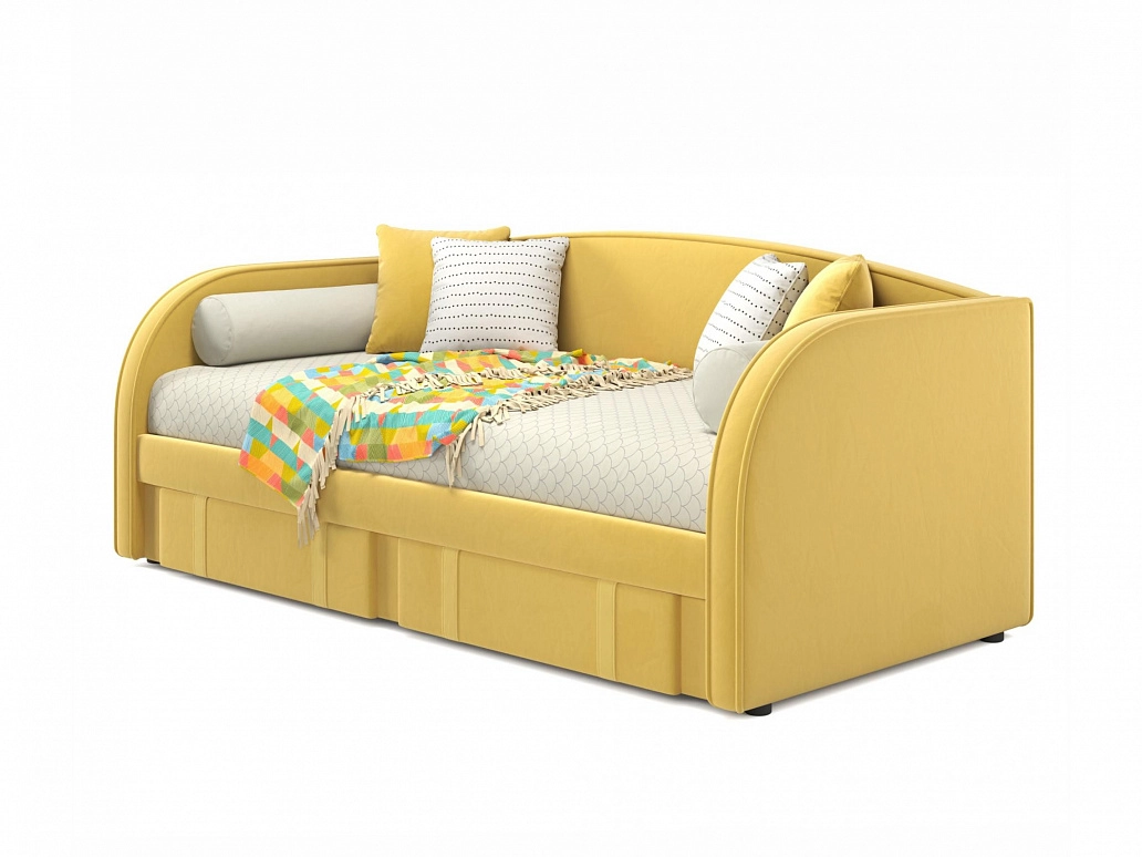 Мягкая кровать Elda 900 желтая с ортопедическим основанием - фото №1