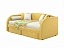 Мягкая кровать Elda 900 желтая с ортопедическим основанием, велюр - миниатюра