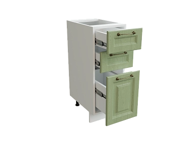 Шкаф Н303 с 3-мя ящиками Ницца БЕЛ/ДУБ/ОЛИВ Ф13 - фото №1, 888_ММК-00016197