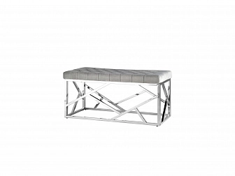 Банкетка-скамейка Stool Group АРТ ДЕКО Вельвет серый/Сталь серебро  - фото №1