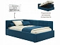 Мягкая кровать-тахта Bonna 1200 синяя c подъемным механизмом - фото №3