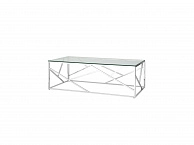 Журнальный стол Stool Group АРТ ДЕКО 120х60 Прозрачное стекло/Сталь серебро  - фото №1