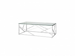 Журнальный стол Stool Group АРТ ДЕКО 120х60 Прозрачное стекло/Сталь серебро  - фото №1
