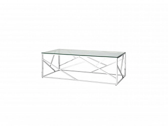 Журнальный стол Stool Group АРТ ДЕКО 120х60 Прозрачное стекло/Сталь серебро  - фото №1