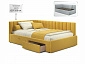 Мягкая кровать-тахта Milena 1200 желтая c ящиками - фото №3