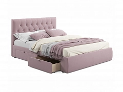 Мягкая кровать Verona 1600 лиловая с ящиками - фото №1
