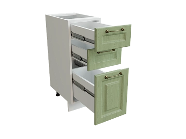 Шкаф Н303 с 3-мя ящиками Ницца БЕЛ/ДУБ/ОЛИВ Ф13 - фото №1, 888_ММК-00016197