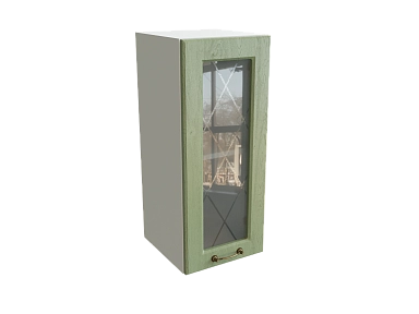 Шкаф В300 с 1-ой дверью со стеклом Ницца БЕЛ/ДУБ/ОЛИВ Ф15 - фото №1, 888_ММК-00016135
