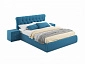 Мягкая кровать с тумбами Ameli 1600 синяя с подъемным механизмом - фото №2