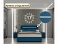 Мягкая кровать Neo 1600 синяя с подъемным механизмом и подсветкой - фото №3