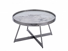 Журнальный столик STOOL GROUP STOOL GROUP Гера 80*80 Белая керамика, сталь тёмный хром - фото №1, 66_5772526402