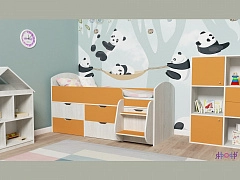 Кровать-чердак Малыш 7 (Винтерберг, Оранжевый) - фото №1